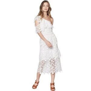 Joie Belisa One-Shoulder Lace Midi Dress In Porcelain White Size 4
